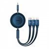 Кабель Baseus Bright Mirror 2 Series 3-in-1 (Micro USB+Lightning+Type-C) 100W (1.1m) blue Купити в Україні