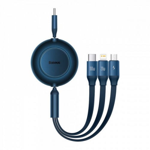 Кабель Baseus Bright Mirror 2 Series 3-in-1 (Micro USB+Lightning+Type-C) 100W (1.1m) blue Купити в Україні
