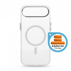 Чохол ArmorStandart Unit MagCase для Apple iPhone 17 Air Matte Clear Silver + Orange Button Set (ARM90583)