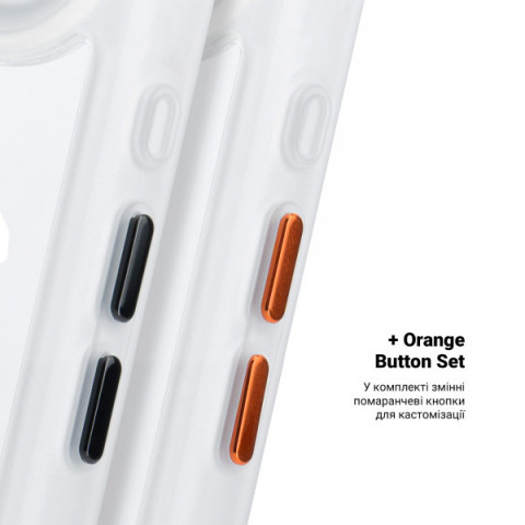 Чохол ArmorStandart Unit MagCase для Apple iPhone 17 Air Matte Clear Silver + Orange Button Set (ARM90583)