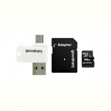 Карта пам`ятi MicroSDXC 64GB UHS-I Class 10 Goodram + SD-adapter + OTG Card reader (M1A4-0640R12)