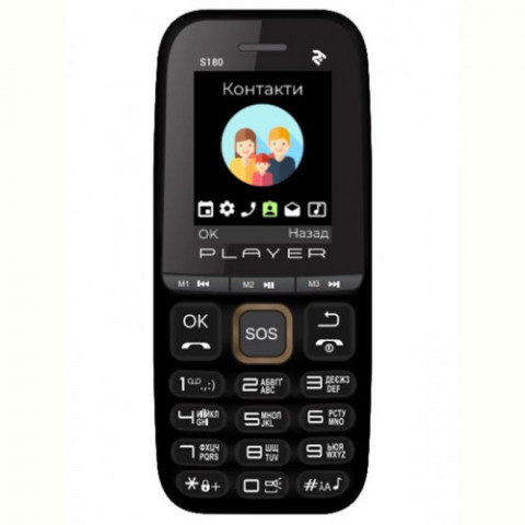 Мобiльний телефон 2E S180 2021 Dual Sim без ЗП Black&Gold (688130243384)