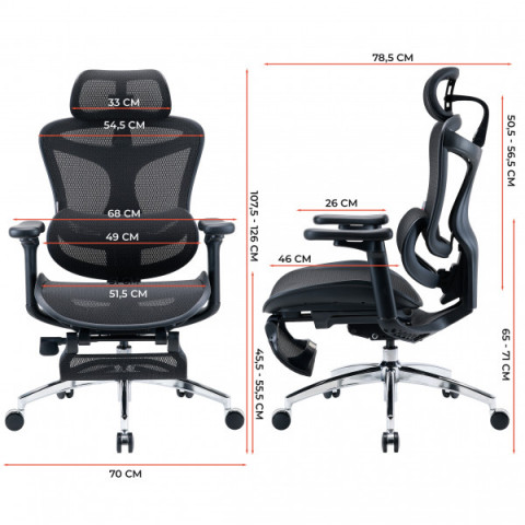 Крісло офісне з підставкою для ніг Sihoo DORO C300L Mesh Black with footrest (DORO-C300L-A3-101-JT) Купити в Україні