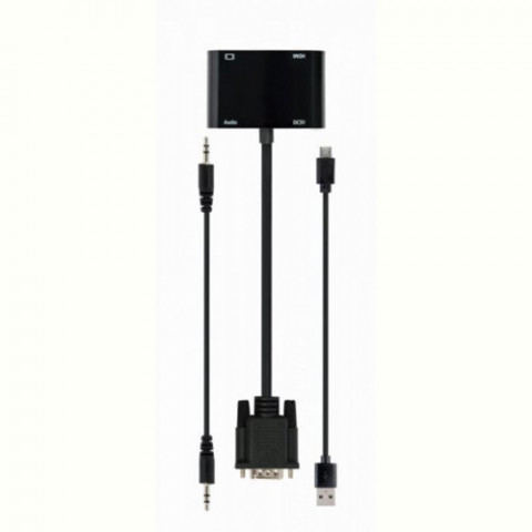 Адаптер Cablexpert VGA - HDMI+VGA (M/F), 0.15 м, Black (A-VGA-HDMI-02)