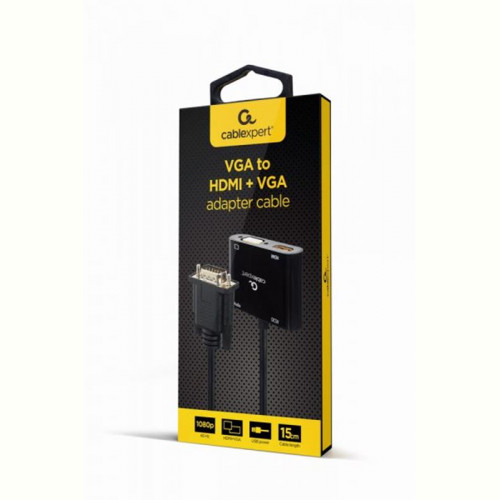 Адаптер Cablexpert (A-VGA-HDMI-02) VGA-HDMI/VGA+Аудіо 3,5, 0.15м