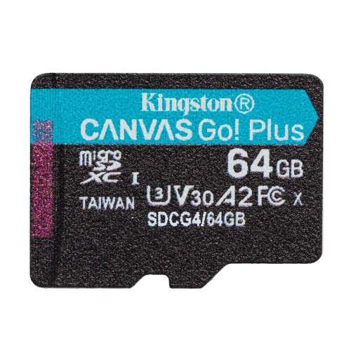 Карта пам`яті MicroSDXC 64GB UHS-I/U3 Class 10 Kingston Canvas Go! Plus R200/W200MB/s (SDCG4/64GBSP)