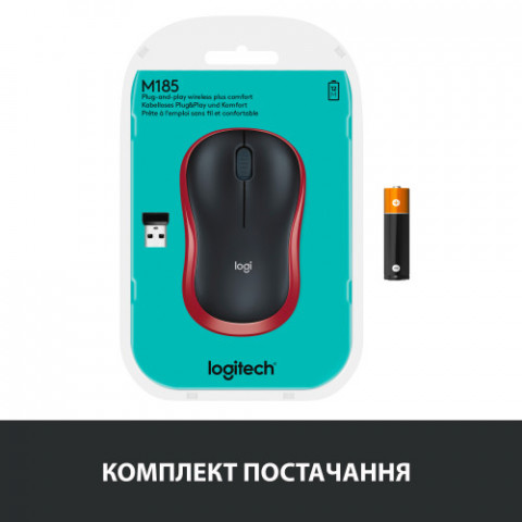 Мишка бездротова Logitech M185 (910-002240) Red USB