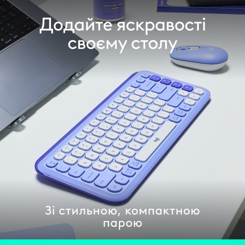 Комплект (клавіатура, миша) бездротовий Logitech Pop Icon Combo Lilac (920-013078)