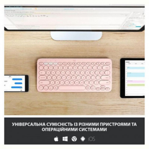 Клавіатура бездротова Logitech Wireless K380 for MAC UA Rose (920-010406)
