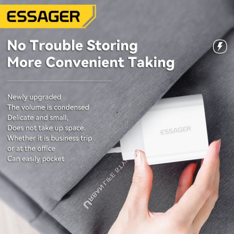Мережевий зарядний пристрій Essager Vanjane 20W USB-C White (EFJB02-XBL02-T) + кабель Lightning