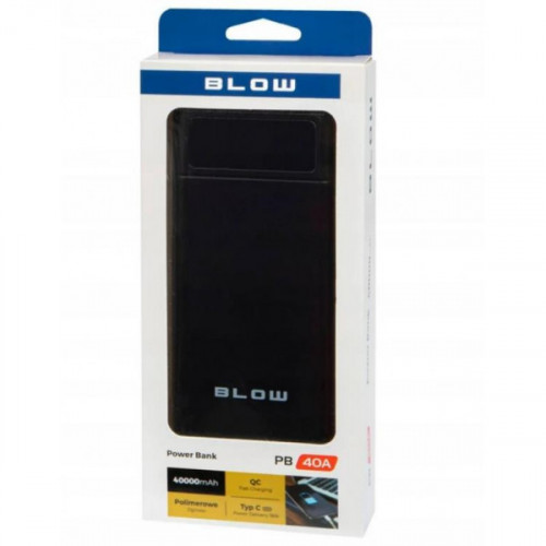 Зовнішній акумулятор (павербанк) BLOW PB40A USB-C 2xUSB 40000 mAh Black