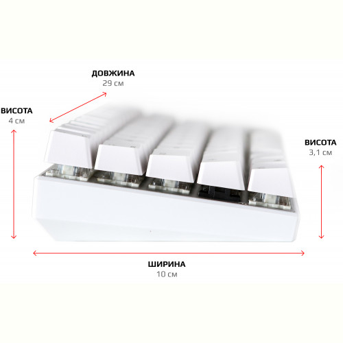 Клавіатура бездротова Motospeed CK62 Outemu Blue Ukr (mtck62wmb) White USB/Bluetooth