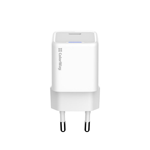 Мережевий зарядний пристрій ColorWay GaN Mini 25W PD Port PPS USB-C White (CW-CHS052PD-WT)