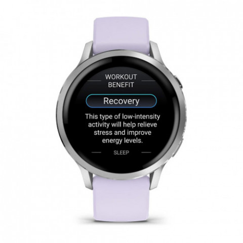 Смарт-годинник Garmin Venu 4 41mm Silver Bezel with Periwinkle Silicone Band (010-03013-01)