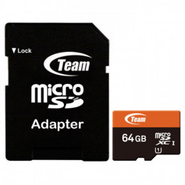 Карта пам`ятi MicroSDXC 64GB UHS-I Team + SD-adapter (TUSDX64GUHS03)