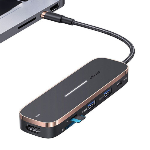 Концентратор USB Type-C Usams US-SJ575 6in1 Multifunctional Black (SJ575HUB01)