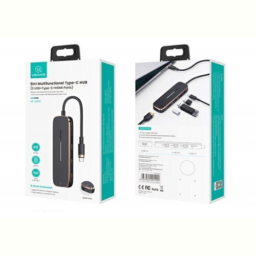 Концентратор USB Type-C Usams US-SJ575 6in1 Multifunctional Black (SJ575HUB01)