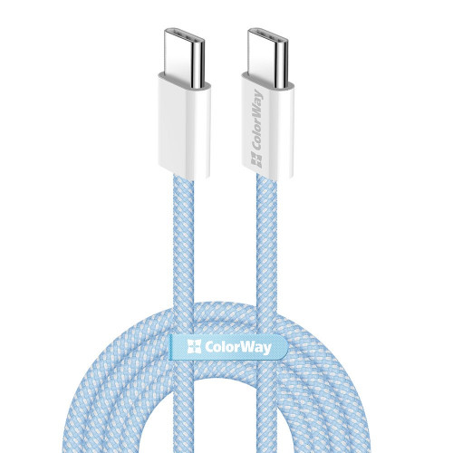 Кабель ColorWay USB Type-C + USB Type-C (M/M), 3.0 А, 1 м, Blue (CW-CBPDCC061-BL)