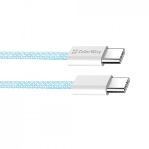 Кабель ColorWay USB Type-C + USB Type-C (M/M), 3.0 А, 1 м, Blue (CW-CBPDCC061-BL)
