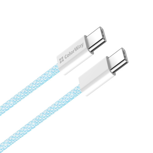 Кабель ColorWay USB Type-C + USB Type-C (M/M), 3.0 А, 1 м, Blue (CW-CBPDCC061-BL)