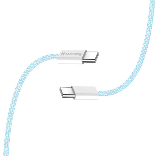 Кабель ColorWay USB Type-C + USB Type-C (M/M), 3.0 А, 1 м, Blue (CW-CBPDCC061-BL)