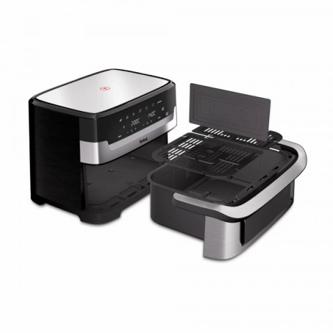 Мультипіч Tefal Dual Easy Fry Flex, 2700Вт, чаша-5.5+3.5л, сенсорне керув., з віконцем, 2 чаши, гриль, пластик, чорний-нерж. сталь