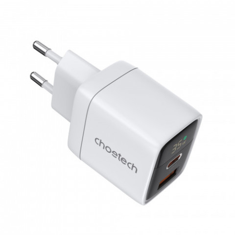 Мережевий зарядний пристрій Choetech (USB-C+USB-A) White (PD6052-EU-WH)