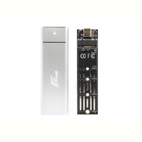 Зовнішня кишеня Frime M.2 NGFF SATA, USB 3.1 Type-C, Metal, Silver (FHE221.M2UC)