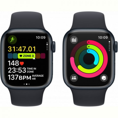 Смарт-годинник Apple Watch Series 9 GPS + Cellular 45mm Midnight Aluminum Case w. Midnight Sport Band - S/M (MRMC3) (US) Купити в Україні