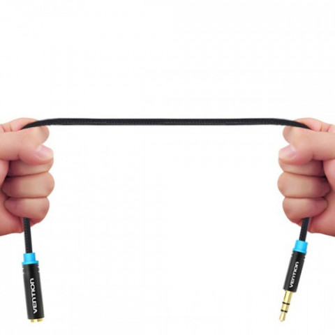 Кабель Vention Audio 3.5 mm M - 3.5 mm F, 1 m, Black (VAB-B06-B100-M)