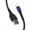 Кабель ColorWay USB-Lightning, 2.4А, 1м, PVC + Led, Black (CW-CBUL034-BK)