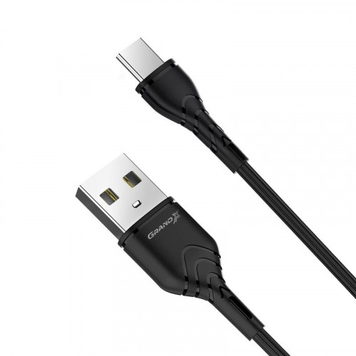 Кабель Grand-X USB-USB Type C, Cu, 3A, 1м, Fast Сharge, Black (PC-03B)