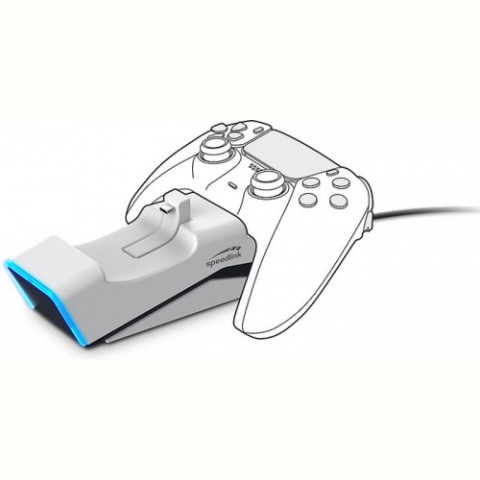 Зарядний пристрій SpeedLink TwinDock Charging System with A/C Adapter для Sony PS5 White (SL-460000-WE)
