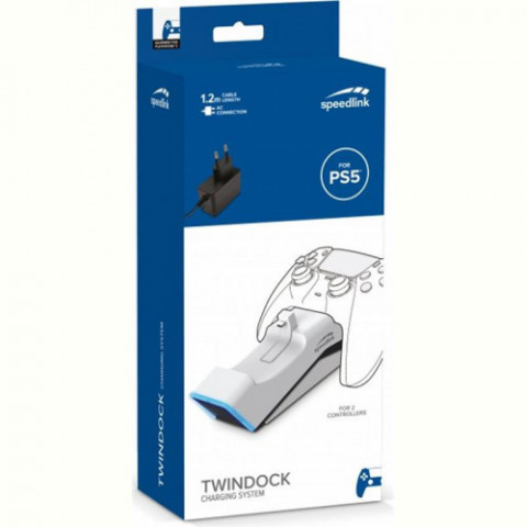 Зарядний пристрій SpeedLink TwinDock Charging System with A/C Adapter для Sony PS5 White (SL-460000-WE)