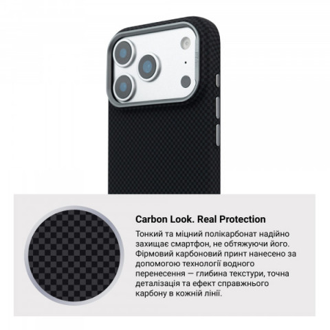 Чохол ArmorStandart LikeCarbon2 MagCase для Apple iPhone 17 Pro Kevlar Black (ARM88378)