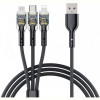 Кабель Proda PD-B94th USB - Lightning/microUSB/USB-C 3A, 1.2м, Black (PD-B94th-BK)