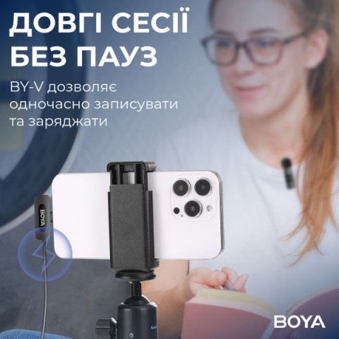 Бездротовий петличний мікрофон BOYA BY-V2 Lightning Black Купити в Україні