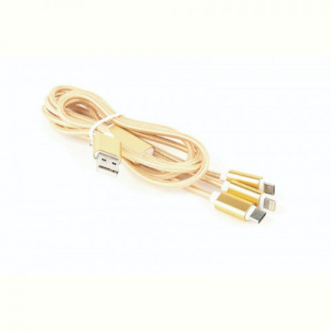 Кабель Cablexpert (CC-USB2-AM31-1M-G) USB BM - Lightning/MicroUSB/USB-C, 1м, золотистий