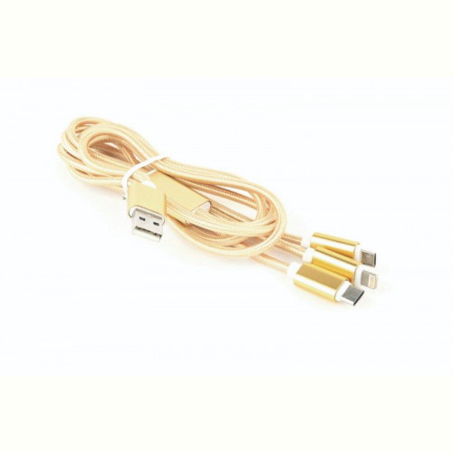 Кабель Cablexpert (CC-USB2-AM31-1M-G) USB BM - Lightning/MicroUSB/USB-C, 1м, золотистий