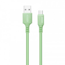 Кабель ColorWay USB-microUSB, soft silicone, 2.4А, 1м, Green (CW-CBUM042-GR)