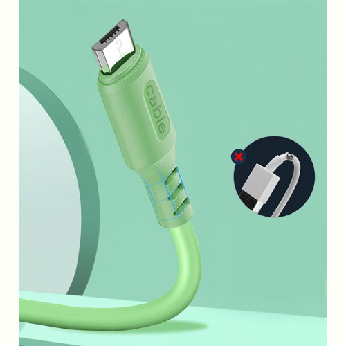 Кабель ColorWay USB-microUSB, soft silicone, 2.4А, 1м, Green (CW-CBUM042-GR)