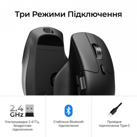 Миша Keychron M6S Wireless/Bluetooth/USB Black PAW3311 (M6S-A72) Купити в Україні