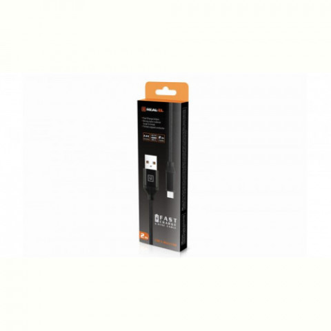 Кабель REAL-EL Premium Fabric USB - micro USB (M/M), 2 м, Black (EL123500048)