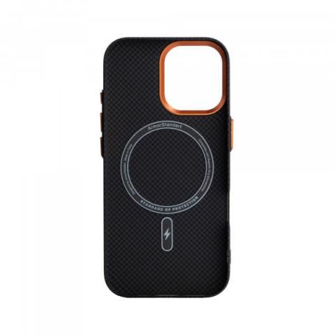 Чохол ArmorStandart LikeCarbon2 SE MagCase для Apple iPhone 17 Kevlar Black Orange (ARM89163)