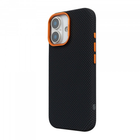 Чохол ArmorStandart LikeCarbon2 SE MagCase для Apple iPhone 17 Kevlar Black Orange (ARM89163)