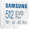 Карта пам`яті MicroSDXC 512GB UHS-I/U3 Class 10 Samsung Evo Plus R160MB/s + SD-адаптер (MB-MC512SA/EU)