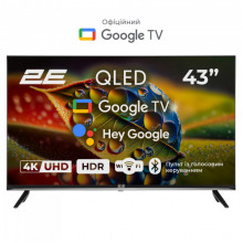 Телевізор 43" 2E QLED 4K 60Hz Smart Google TV Black