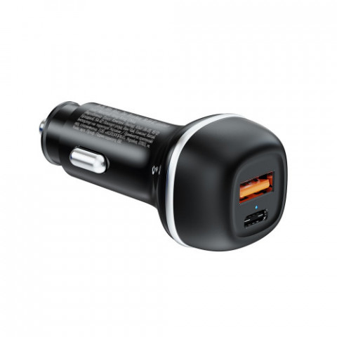 Автомобільний зарядний пристрій ColorWay 2USB (Type-C PD65W + USB QC3.0 18W) 83W Black (CW-CHA068PD-BK)