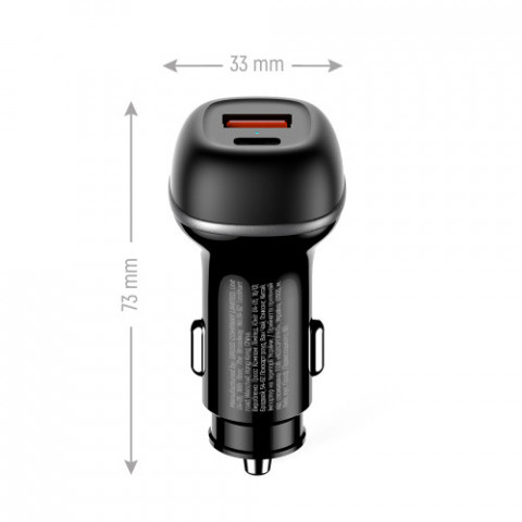 Автомобільний зарядний пристрій ColorWay 2USB (Type-C PD65W + USB QC3.0 18W) 83W Black (CW-CHA068PD-BK)