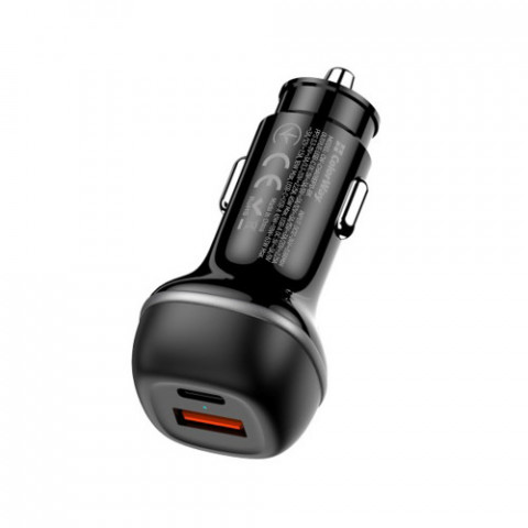 Автомобільний зарядний пристрій ColorWay 2USB (Type-C PD65W + USB QC3.0 18W) 83W Black (CW-CHA068PD-BK)